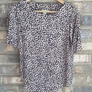 H&M Top Animal Print Blouse Flared Short Sleeves